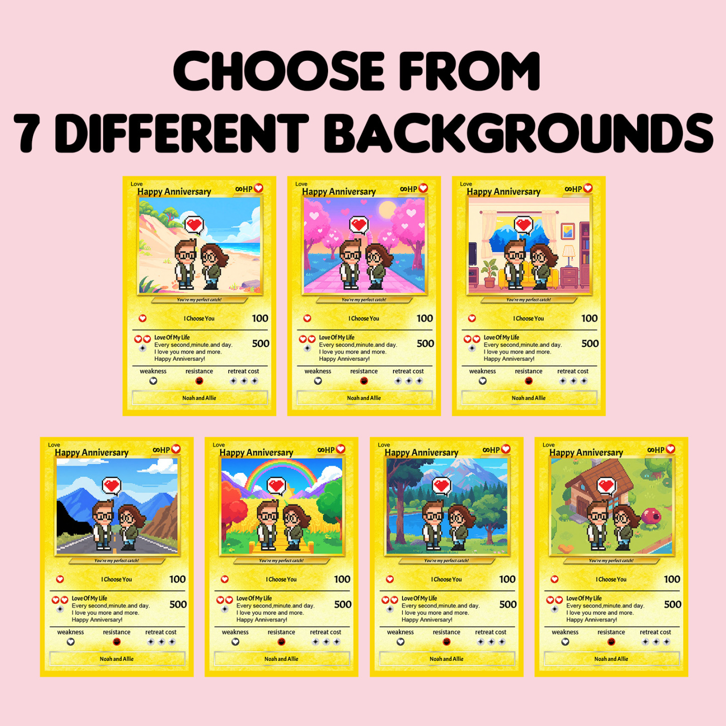 Poke Card Personalizzata Per L'anniversario, Stile Pixel Man, Per Coppie, Con Foto In Stile Cartone Animato, Regalo Carino Per Lui O Per Lei. - mymoonlampit