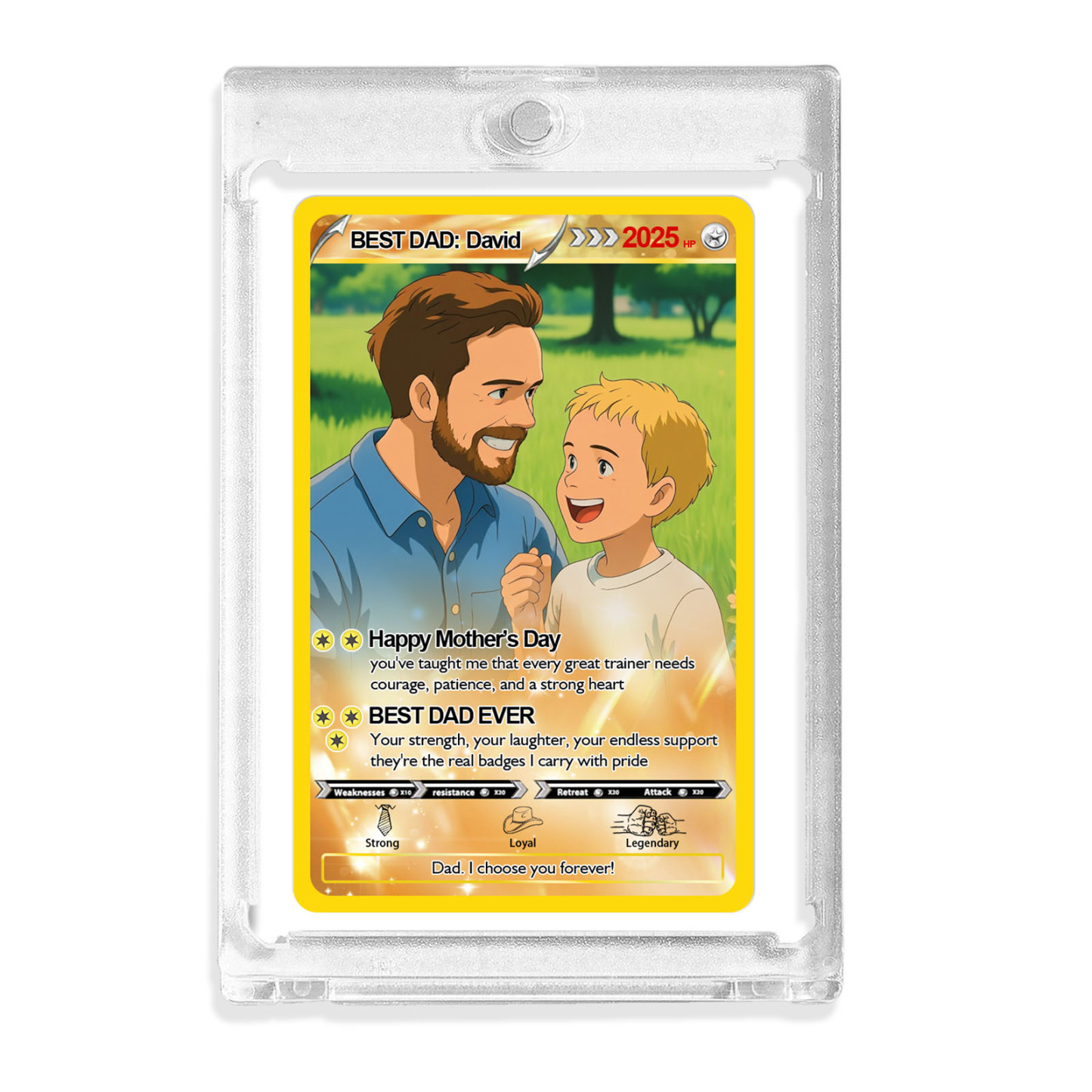 Carta Pokemon Personalizzata Per La Festa Del Papà, Carte Con Foto Pokemon Personalizzate, Regali Per Papà Gamer, Regalo Per La Festa Del Papà, Carta Pokemon Trainer Personalizzata - mymoonlampit