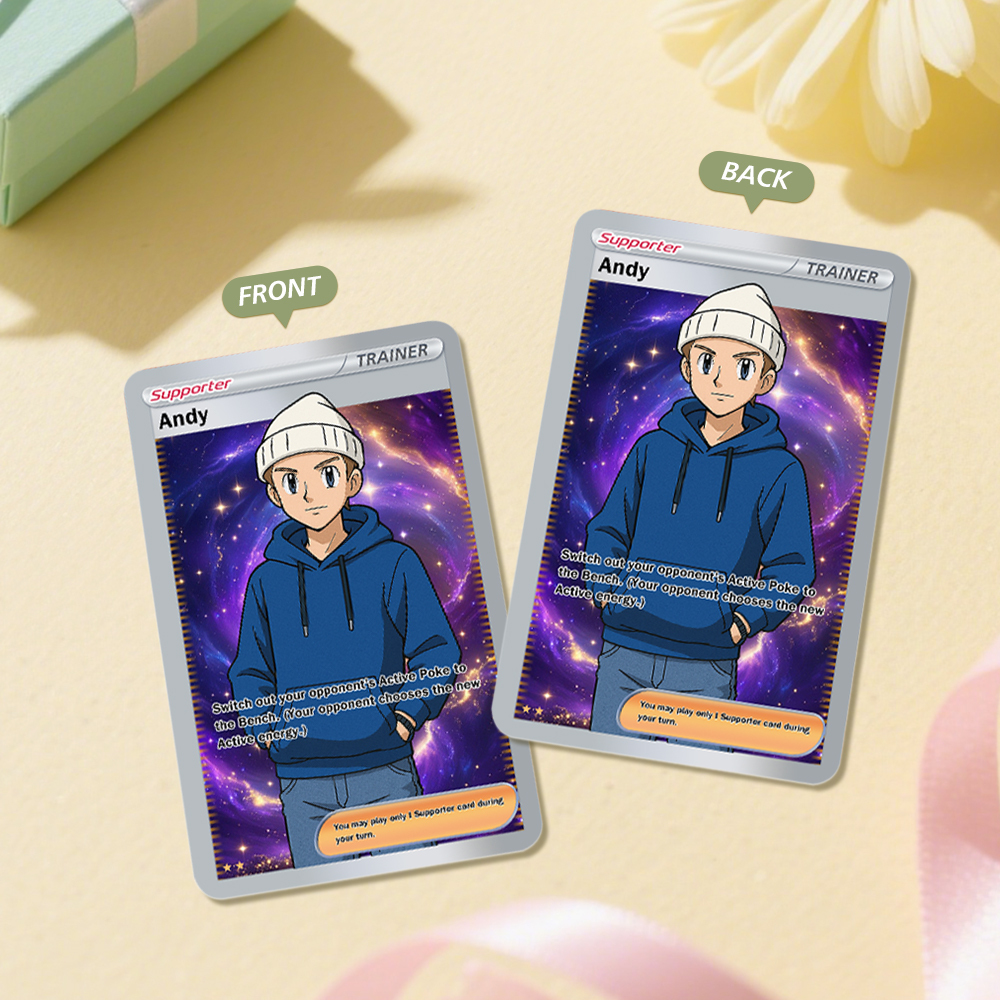 Carta Da Collezione Personalizzata Per Giochi Di Ruolo Anime Con La Tua Foto E Il Tuo Nome | Regalo Unico Per Fan E Coppie - mymoonlampit