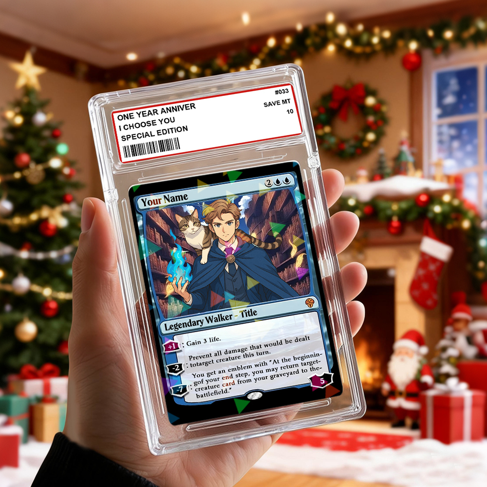 Carta Personaggio Personalizzata, Regalo Di Natale In Stile Magic, Regalo Di Natale Divertente Con Cartoni Animati Per Lui O Per Lei, Regalo Di Carta In Stile Mtg - mymoonlampit