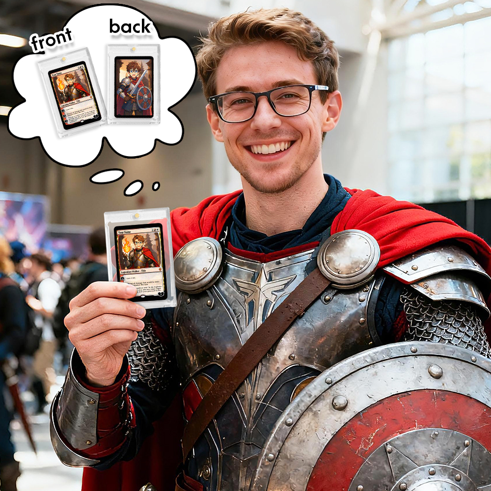 Carta Personaggio Personalizzata, Regalo Di Natale In Stile Magic, Regalo Di Natale Divertente Con Cartoni Animati Per Lui O Per Lei, Regalo Di Carta In Stile Mtg - mymoonlampit