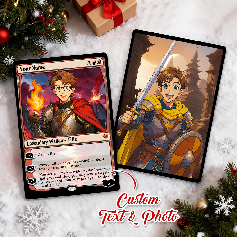 Carta Acrilica Olografica Personalizzata In Stile Mtg, Regalo Di Natale In Stile Magic, Regalo Di Natale Divertente Con Cartoni Animati Per Lui O Per Lei - mymoonlampit