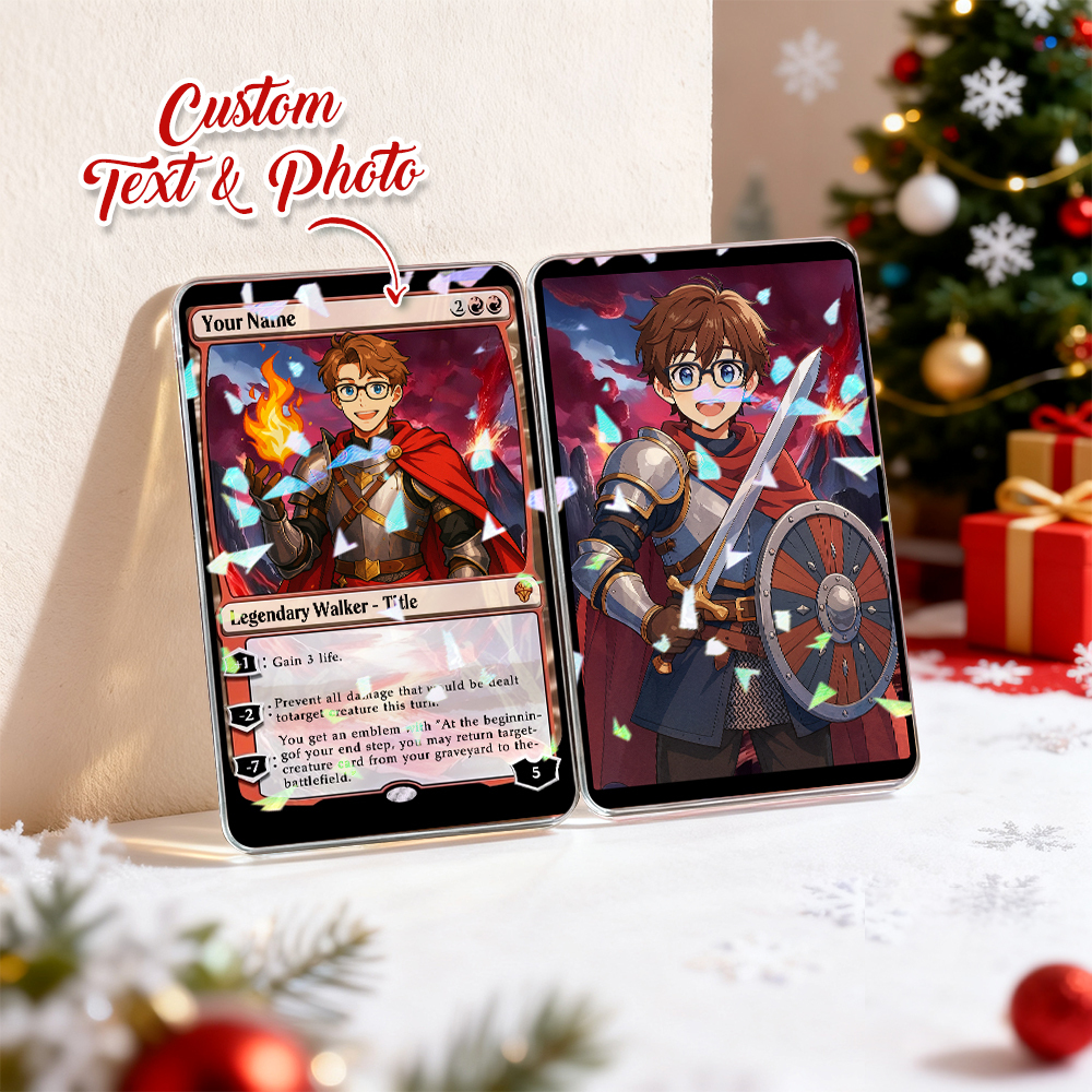 Carta Personaggio Personalizzata, Regalo Di Natale In Stile Magic, Regalo Di Natale Divertente Con Cartoni Animati Per Lui O Per Lei, Regalo Di Carta In Stile Mtg - mymoonlampit
