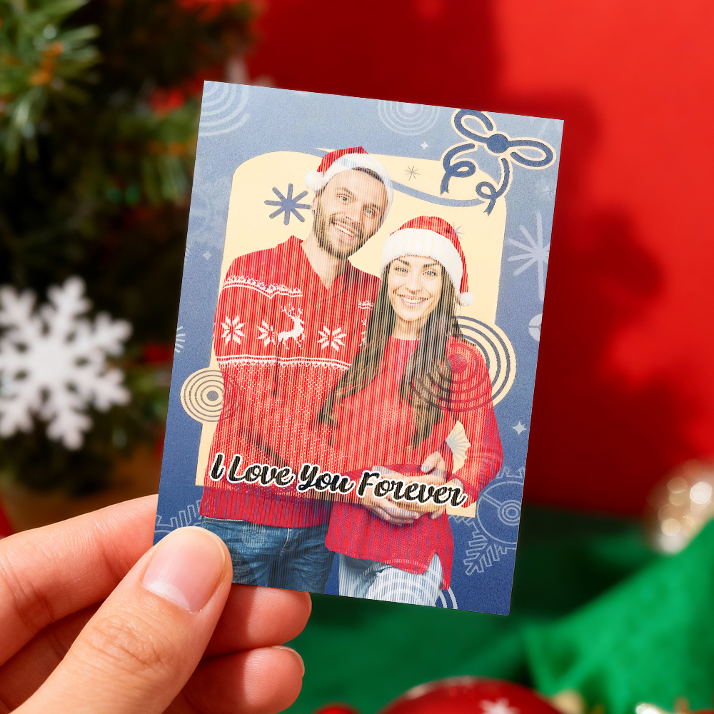 Biglietto Lenticolare Personalizzato Con Foto Di Natale, Biglietto Di Auguri Natalizi In Stile Anime - mymoonlampit