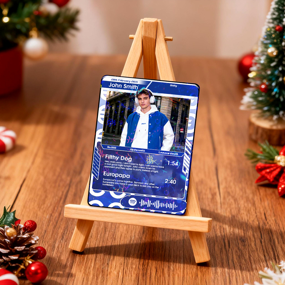 Carta Da Collezione Fotografica Personalizzata Con Codice Traccia Audio Grigio E Musica Personalizzata, Idea Regalo Per San Valentino O Natale. - mymoonlampit