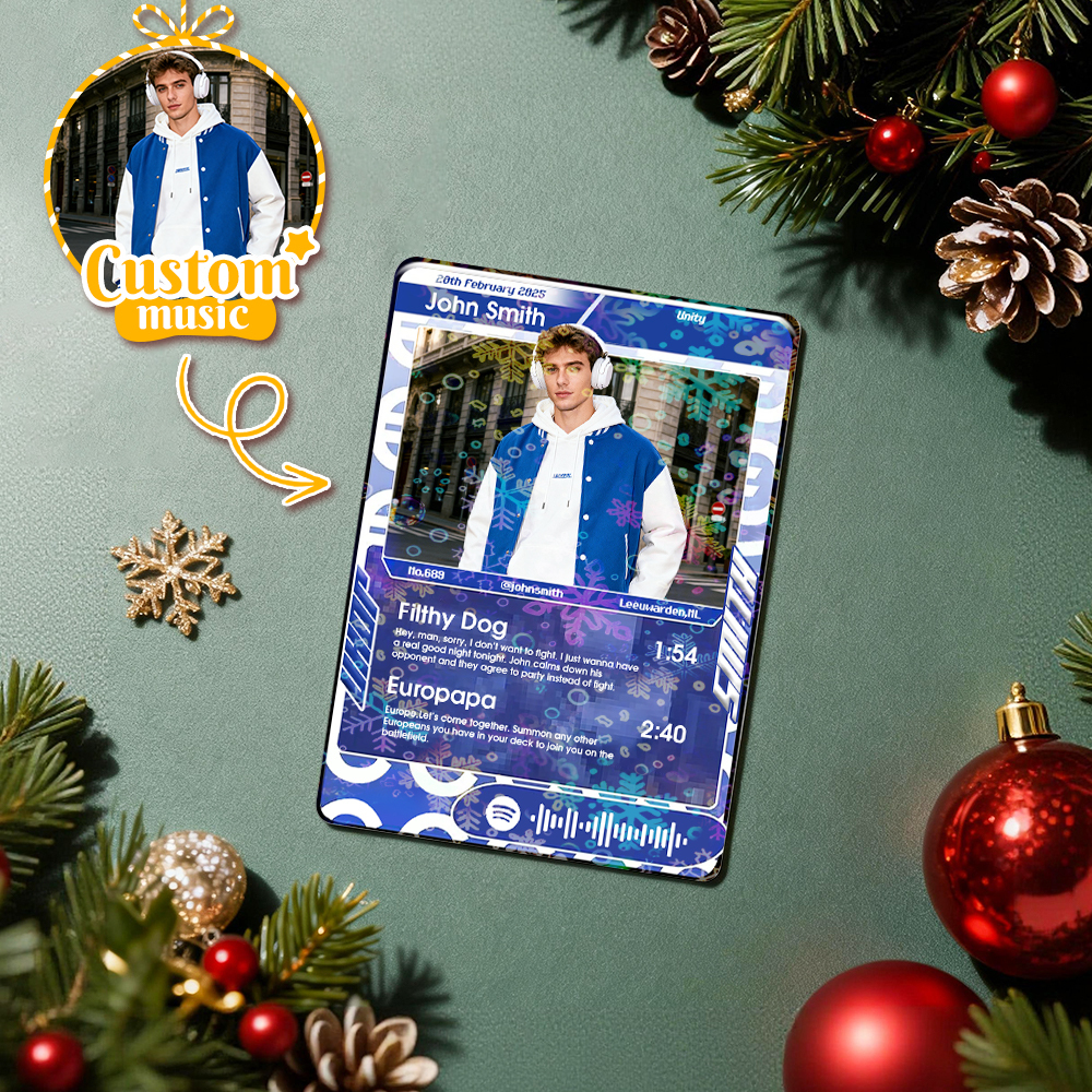 Carta Da Collezione Fotografica Personalizzata Con Codice Traccia Audio Grigio E Musica Personalizzata, Idea Regalo Per San Valentino O Natale. - mymoonlampit