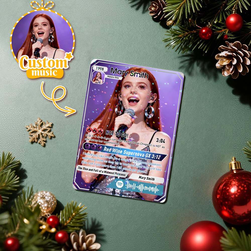 Carta Da Collezione Fotografica Personalizzata Con Codice Traccia Audio Grigio E Musica Personalizzata, Idea Regalo Per San Valentino O Natale. - mymoonlampit