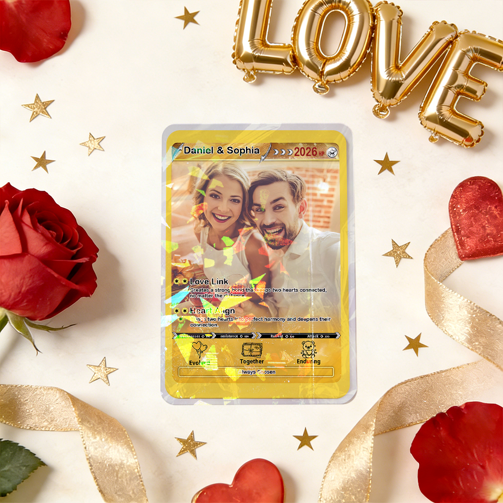 Biglietto Personalizzato Per Coppia Potente Di San Valentino, Biglietto Di Anniversario Personalizzato Per Coppia Con Foto In Stile Anime, Miglior Regalo Di San Valentino Per L'amante - mymoonlampit