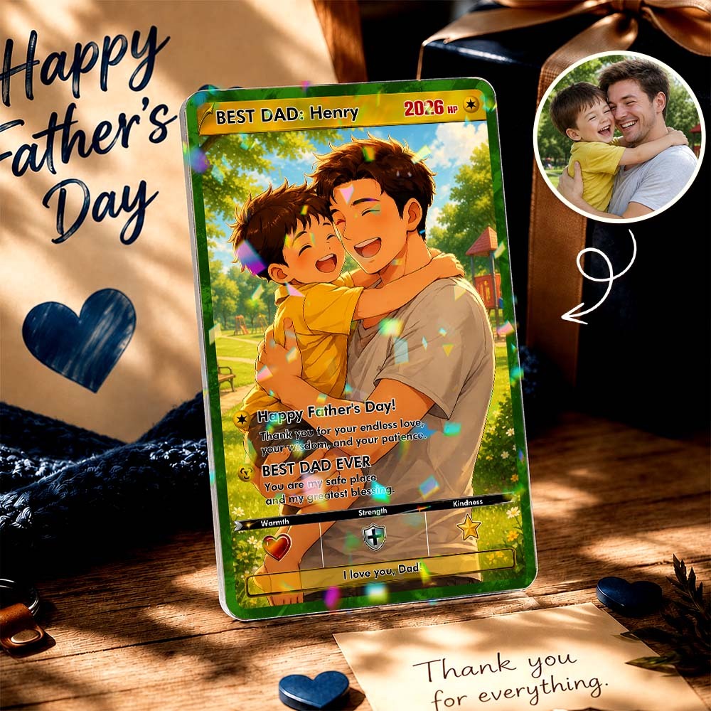 Biglietto Personalizzato Per Papà Giocatore Per La Festa Del Papà, Regalo Ricordo Personalizzato Per Il Trading Di Foto Per Papà, Regalo Dei Bambini Per Il Papà - mymoonlampit
