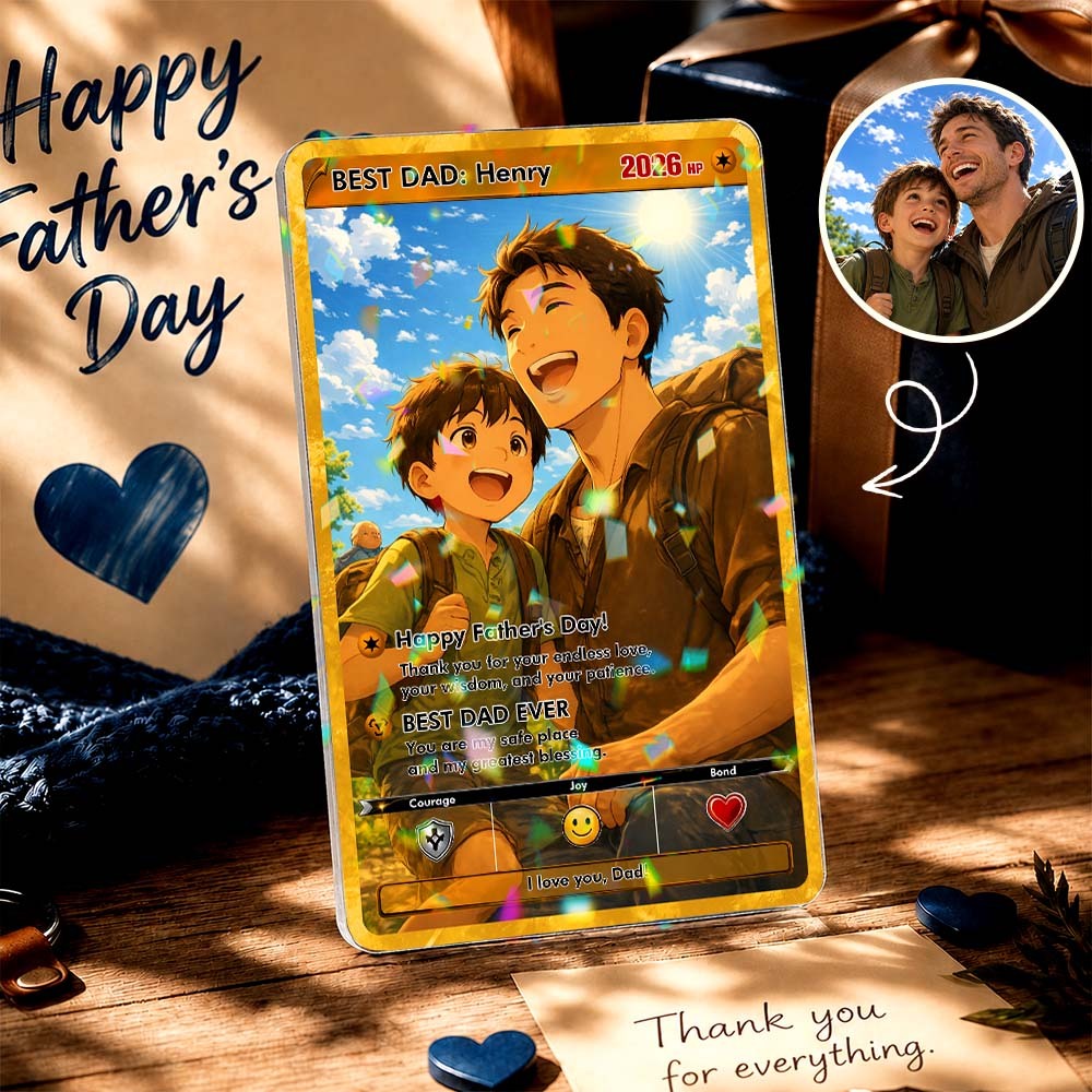 Biglietto Personalizzato Per Papà Giocatore Per La Festa Del Papà, Regalo Ricordo Personalizzato Per Il Trading Di Foto Per Papà, Regalo Dei Bambini Per Il Papà - mymoonlampit