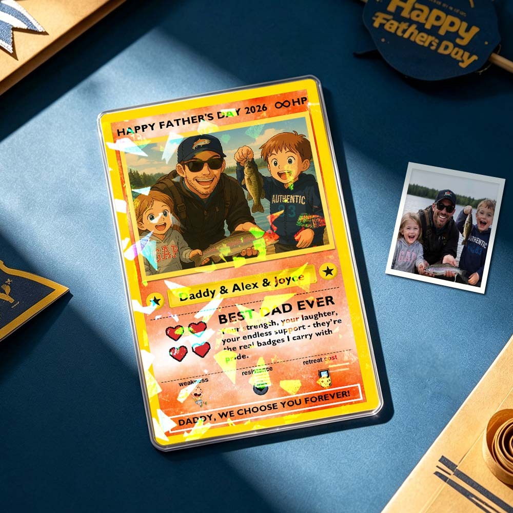 Carta Collezionabile Personalizzata Leggendaria Dell'amore Per Il Papà – Regalo Personalizzato Per La Festa Del Papà Con Foto, Carta Unica In Stile TCG Da Collezione - mymoonlampit