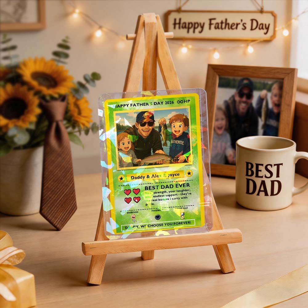 Carta Collezionabile Personalizzata Leggendaria Dell'amore Per Il Papà – Regalo Personalizzato Per La Festa Del Papà Con Foto, Carta Unica In Stile TCG Da Collezione - mymoonlampit