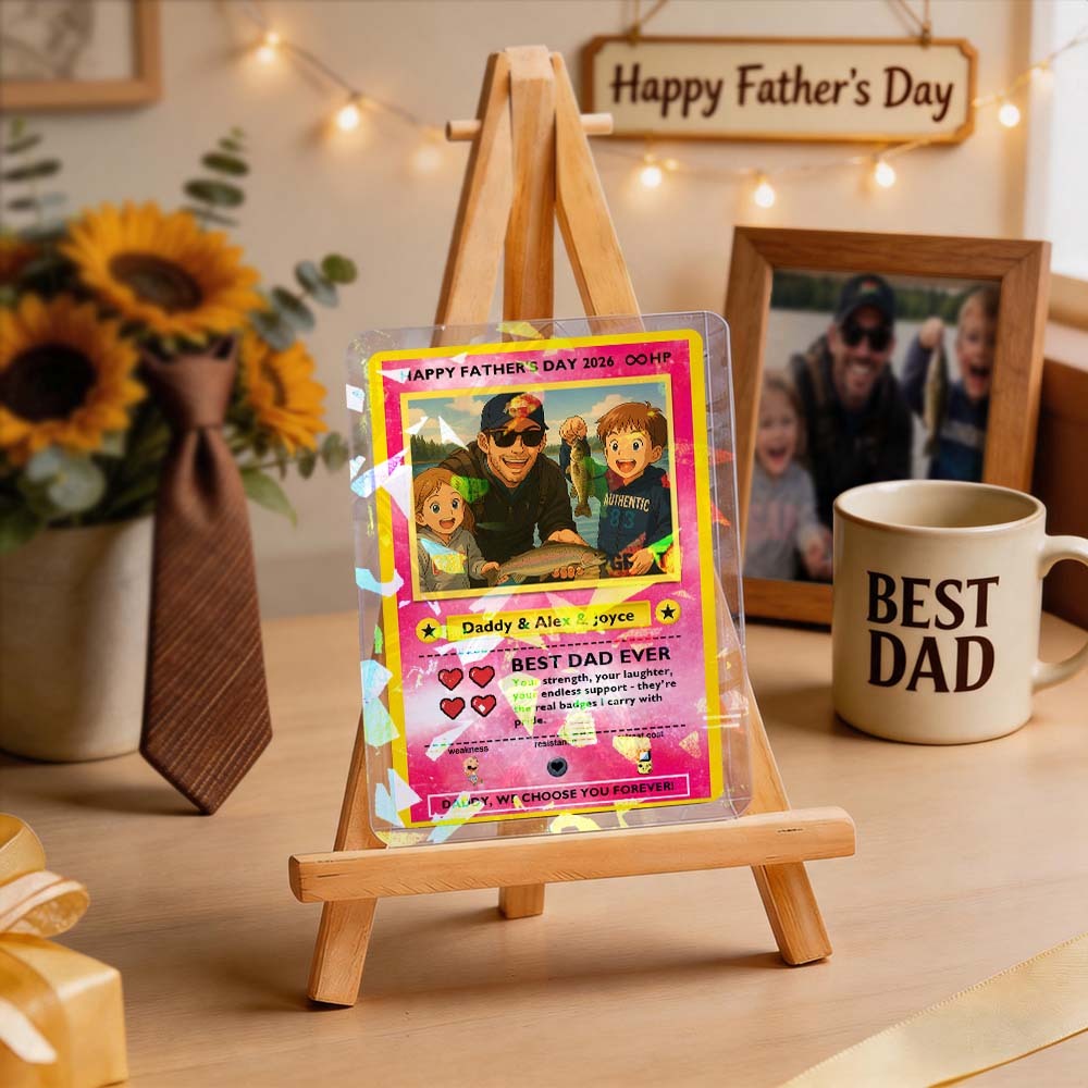 Carta Collezionabile Personalizzata Leggendaria Dell'amore Per Il Papà – Regalo Personalizzato Per La Festa Del Papà Con Foto, Carta Unica In Stile TCG Da Collezione - mymoonlampit