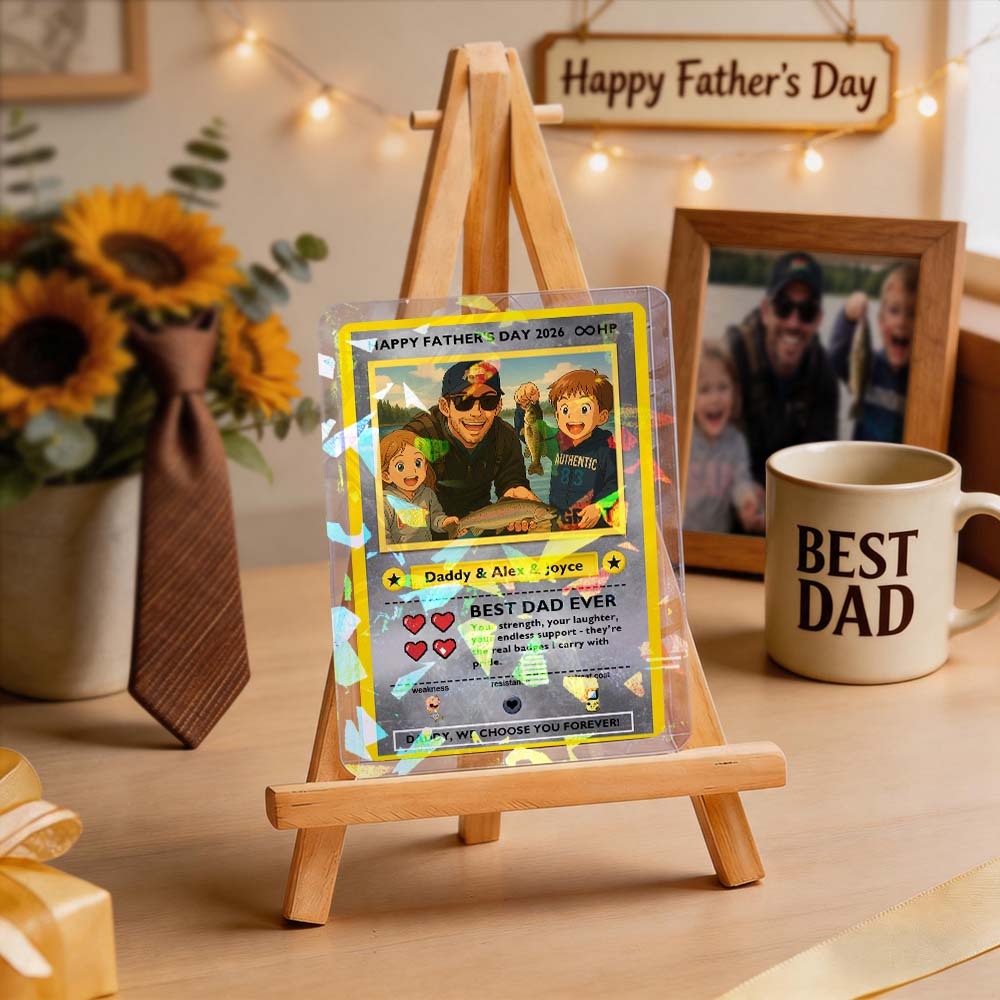 Carta Collezionabile Personalizzata Leggendaria Dell'amore Per Il Papà – Regalo Personalizzato Per La Festa Del Papà Con Foto, Carta Unica In Stile TCG Da Collezione - mymoonlampit