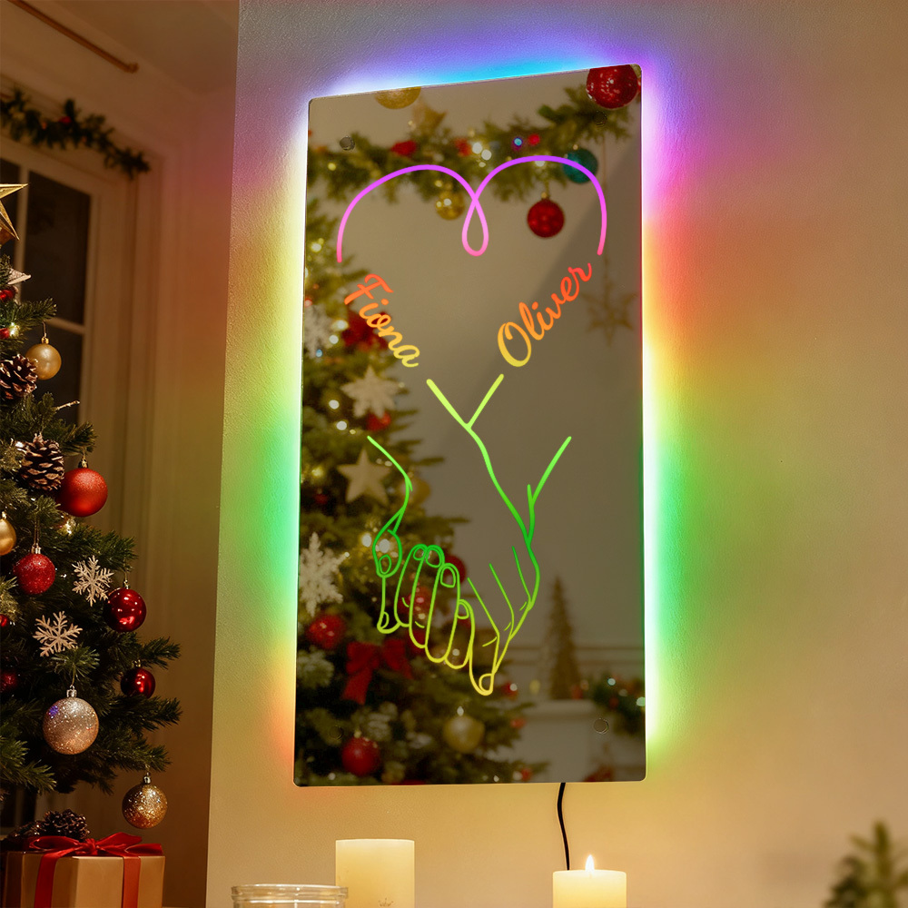 Lampada Da Specchio Con Nomi Personalizzati, Regalo Di Natale, Lampada Da Specchio Personalizzata, Lampada Da Camera Da Letto Colorata, Regalo Per Coppie - mymoonlampit