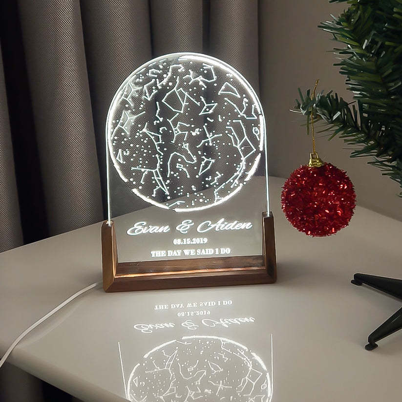 Luce Notturna Personalizzata Con Mappa Stellare Per Data Regalo Di Anniversario Con Luce Notturna Per Matrimonio Personalizzata