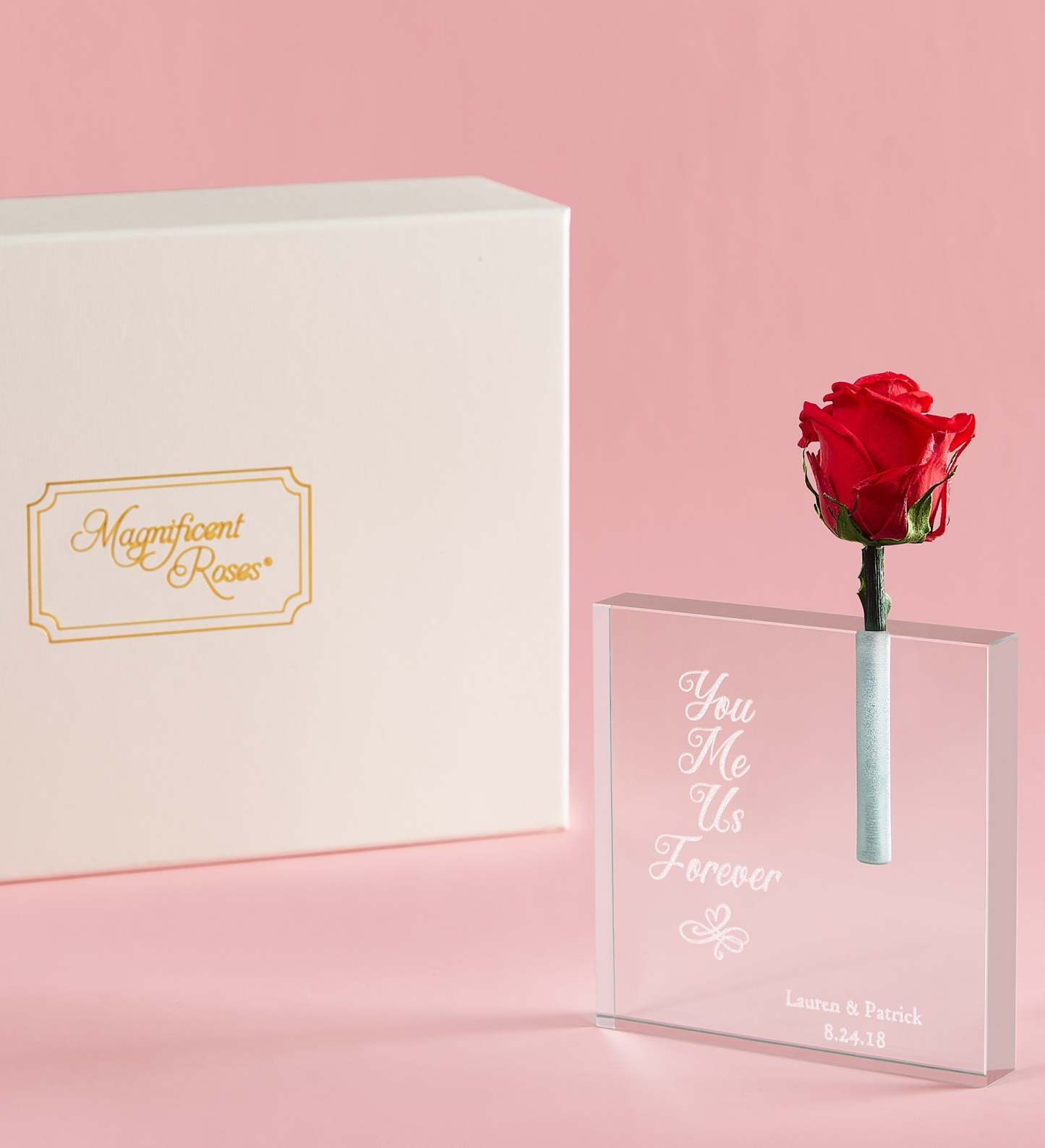 Espositore Di Rose In Acrilico Personalizzato Con Testo Inciso, Regalo Di San Valentino - mymoonlampit
