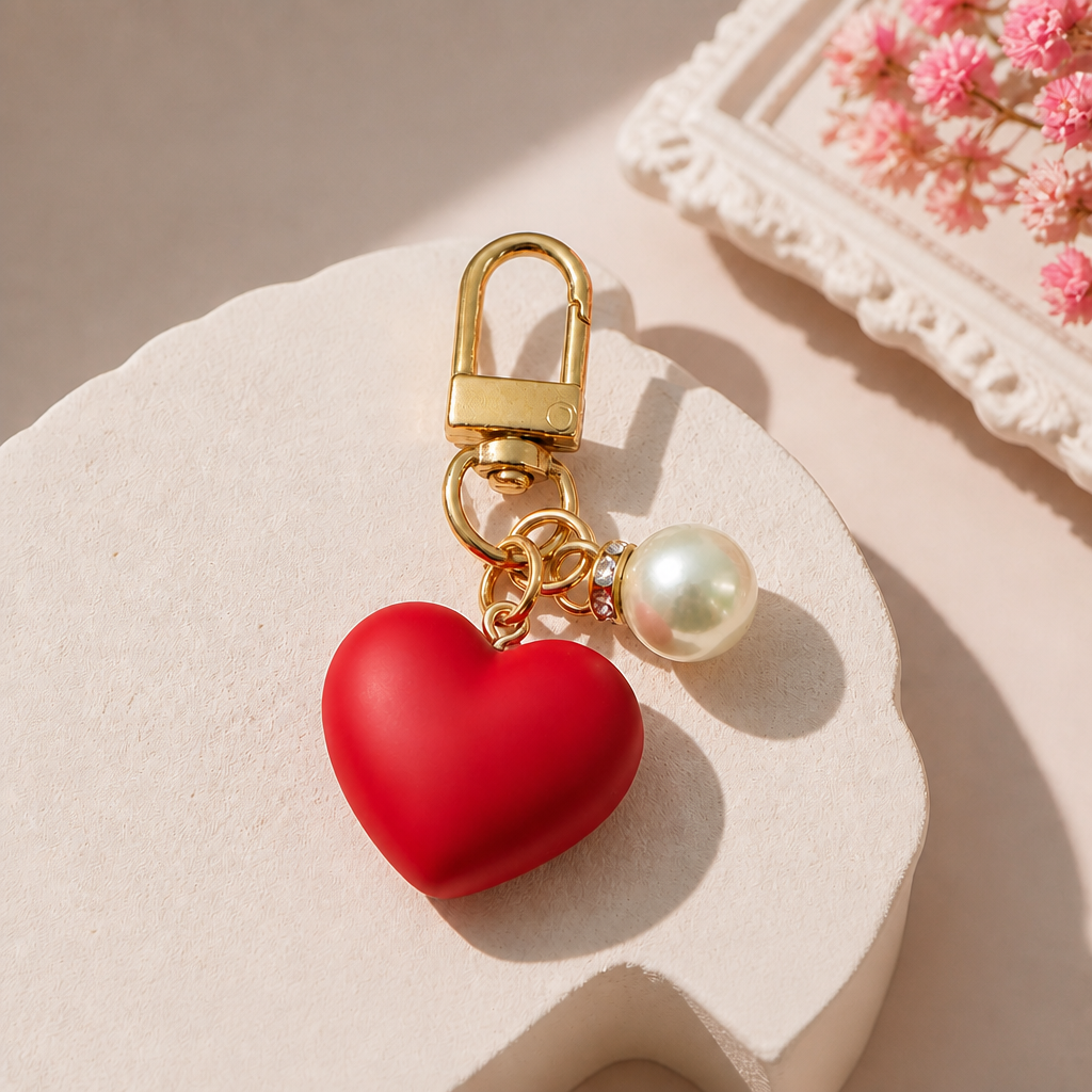 Portachiavi A Forma Di Cuore Con Perla – Simpatico Portachiavi Con Ciondolo A Forma Di Cuore, Elegante Pendente Per Borsa, Accessorio Estetico Regalo Per Donne E Ragazze - mymoonlampit
