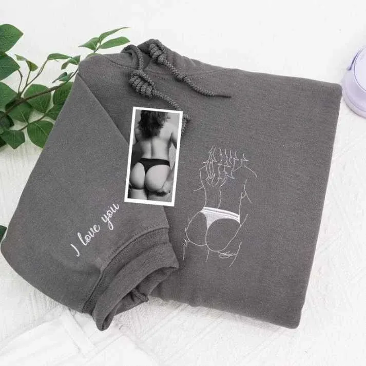 Felpa Con Cappuccio Ricamata Personalizzata Piccante - Regalo Romantico Per L'anniversario - mymoonlampit