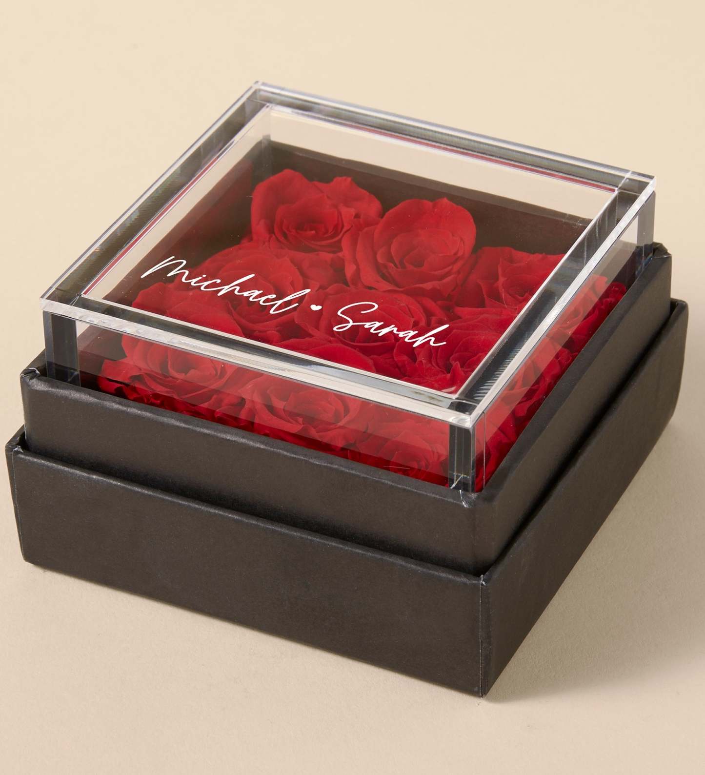 Scatola Ricordo Personalizzata Con Rosa Rossa In Miniatura Connected Love - mymoonlampit