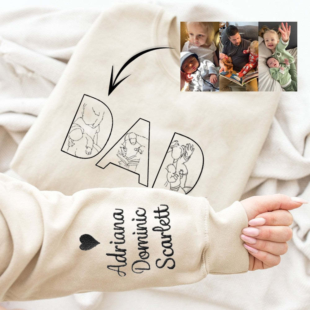 Felpa Con Cappuccio Personalizzata Con Foto Ricamata, Regalo Unico Per Papà, Regalo Per La Festa Del Papà - mymoonlampit