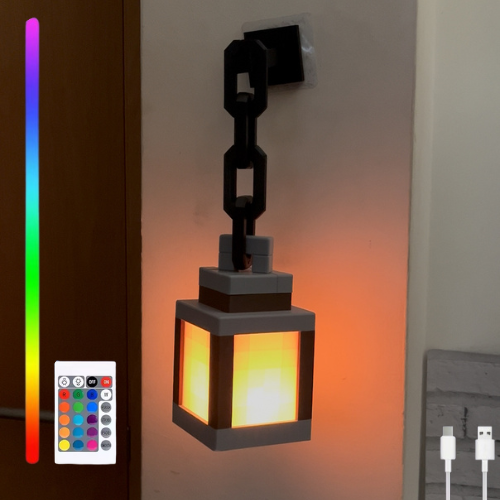 Pixel Lantern Night Light Lampada Da Miniera Colore Rgb Regalo Perfetto Per Giocatori E Bambini - mymoonlampit