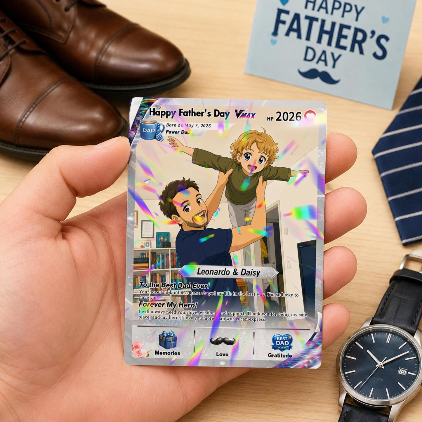 Carta Poke Personalizzata Per La Festa Del Papà, Carta Papà Anime Poke Personalizzata, Regali Per I Giocatori Dai Bambini, Regalo Per Papà, Regali Per Il Fan Di Poke - mymoonlampit