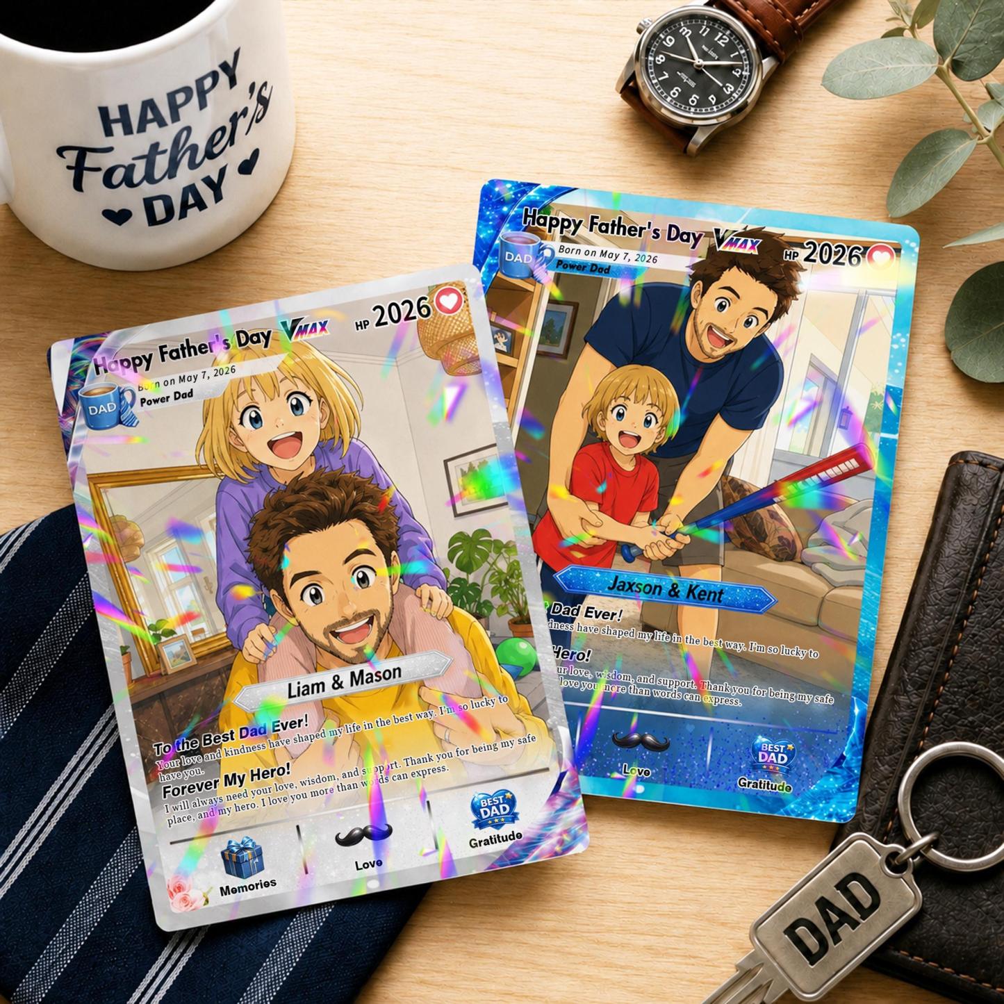 Carta Poke Personalizzata Per La Festa Del Papà, Carta Papà Anime Poke Personalizzata, Regali Per I Giocatori Dai Bambini, Regalo Per Papà, Regali Per Il Fan Di Poke - mymoonlampit