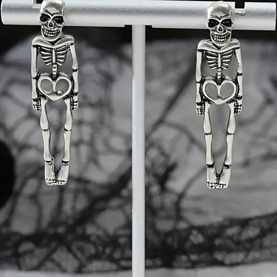 Orecchini Unici Staccabili Realistici Con Scheletro Di Teschio Umano Per Donna, Perfetti Per Le Feste Di Halloween - mymoonlampit
