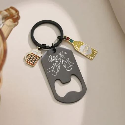 Portachiavi In ​​metallo Inciso Personalizzato, Apribottiglie, Regalo Personalizzato Per La Festa Del Papà, Mini Apribottiglie Per Birra - mymoonlampit