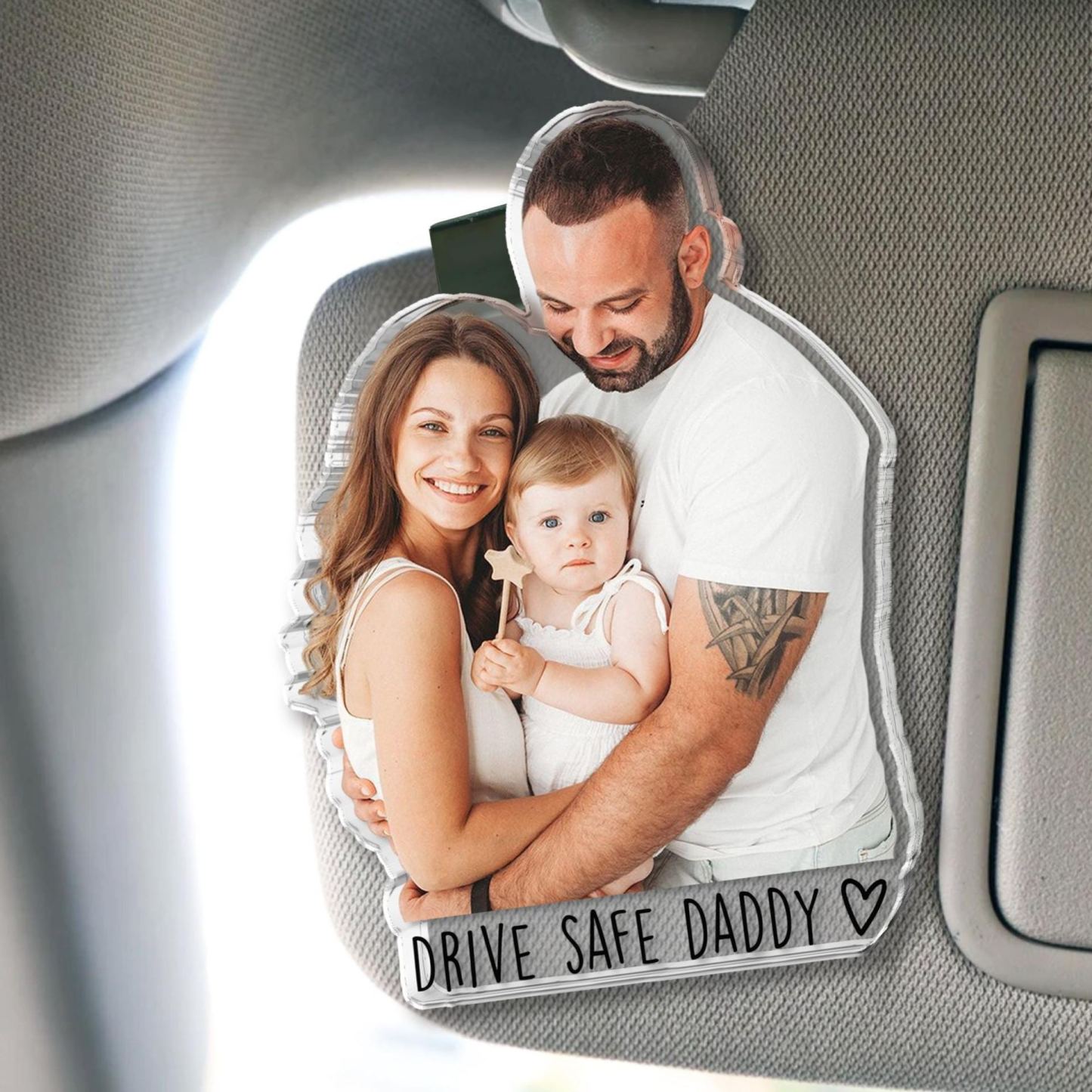 Regalo Personalizzato Per La Festa Del Papà, Clip Per Visiera Parasole Auto Con Foto Personalizzata, Clip Per Visiera Parasole Auto Con Foto Di Un Bambino, Papà Guida Con Prudenza, Regalo Per Il Marito - mymoonlampit