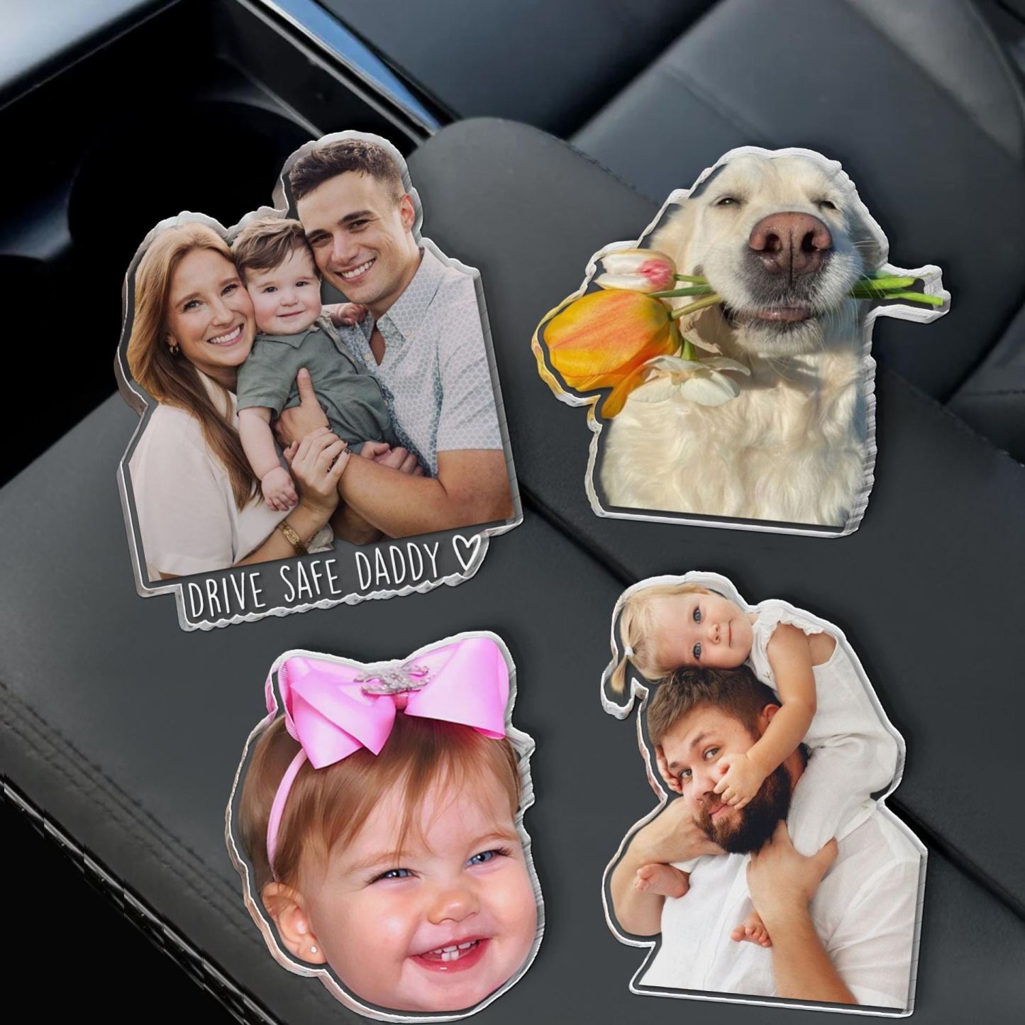 Regalo Personalizzato Per La Festa Del Papà, Clip Per Visiera Parasole Auto Con Foto Personalizzata, Clip Per Visiera Parasole Auto Con Foto Di Un Bambino, Papà Guida Con Prudenza, Regalo Per Il Marito - mymoonlampit
