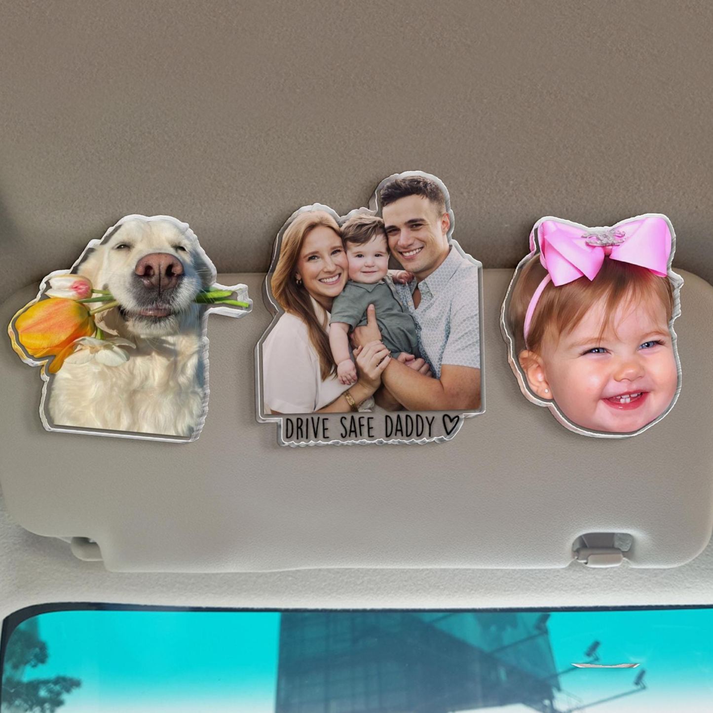 Regalo Personalizzato Per La Festa Del Papà, Clip Per Visiera Parasole Auto Con Foto Personalizzata, Clip Per Visiera Parasole Auto Con Foto Di Un Bambino, Papà Guida Con Prudenza, Regalo Per Il Marito - mymoonlampit