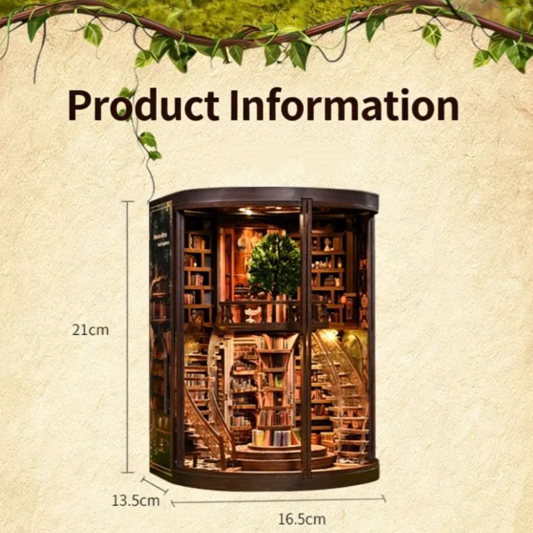 Kit Puzzle 3d Fai Da Te In Legno 'anelli Della Saggezza' - Libreria Rotonda In Miniatura Illuminata A Led, Regalo Creativo Fatto A Mano (alimentato A Batteria) - mymoonlampit