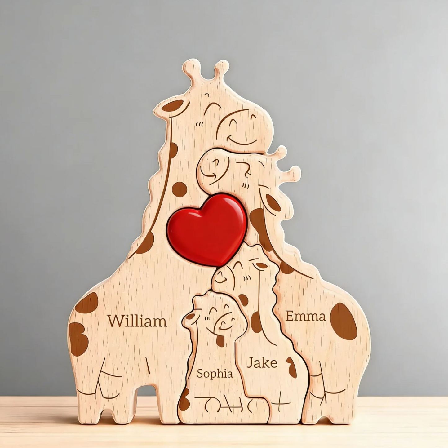 Puzzle Personalizzato Con La Famiglia Di Giraffe, Regalo Per La Festa Della Mamma, Regalo Per Baby Shower In Famiglia, Regalo Per Una Famiglia Di Quattro Persone, Regali A Tema Giraffa, Decorazione Per La Cameretta. - mymoonlampit