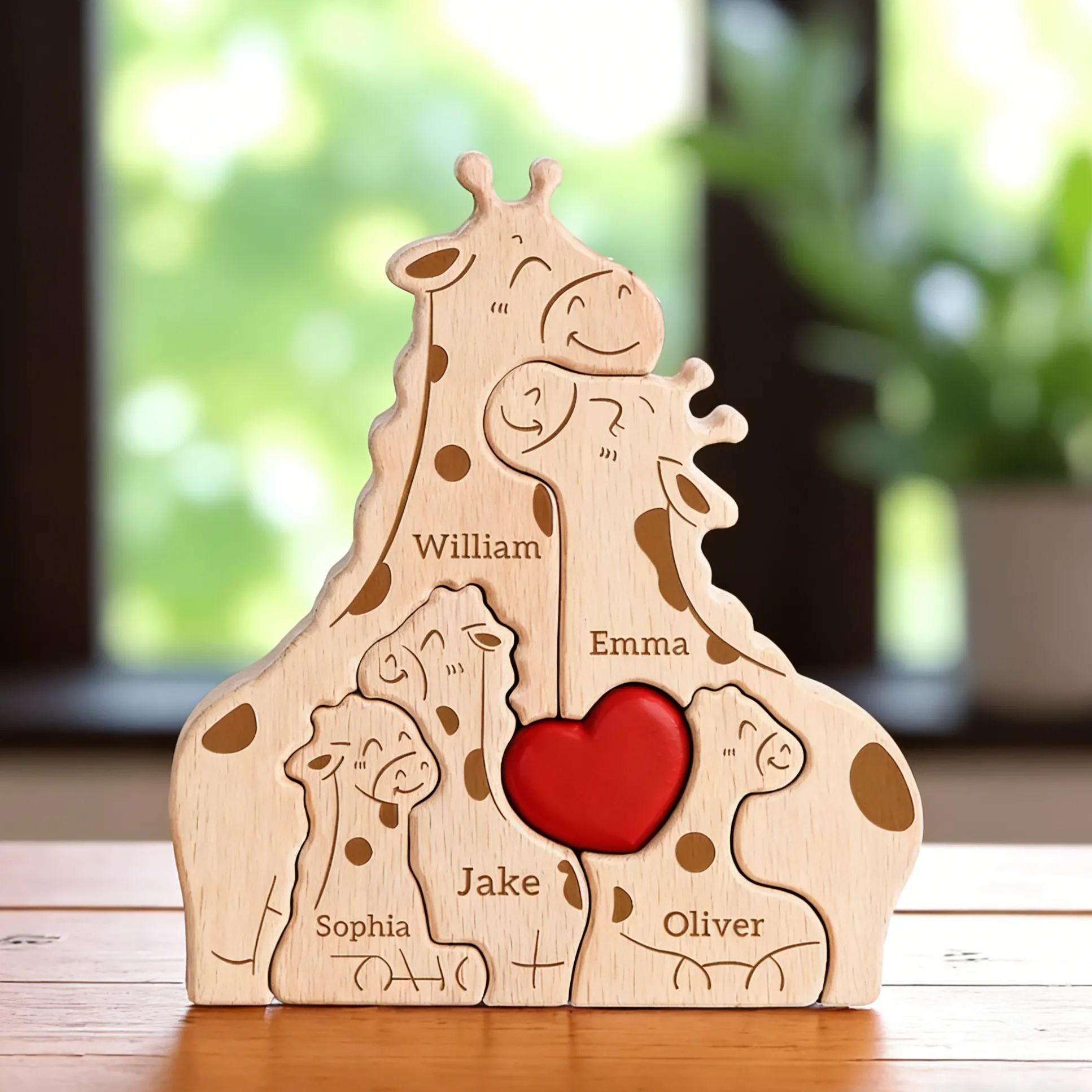 Puzzle Personalizzato Con La Famiglia Di Giraffe, Regalo Per La Festa Della Mamma, Regalo Per Baby Shower In Famiglia, Regalo Per Una Famiglia Di Quattro Persone, Regali A Tema Giraffa, Decorazione Per La Cameretta.
