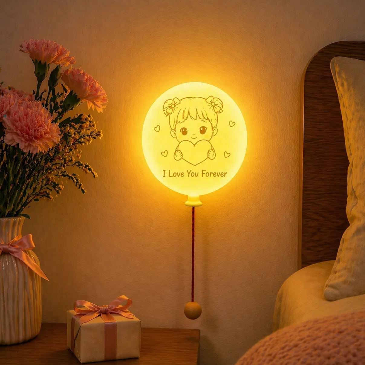 Lampada Notturna Personalizzata A Forma Di Palloncino – Lampada Led Con Nome Personalizzato E Luce Soffusa, Ricaricabile, Ideale Come Regalo Per Bambini O Per La Festa Della Mamma. - mymoonlampit