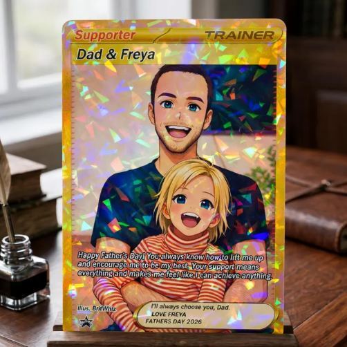 Biglietto personalizzato per allenamento in stile anime: ricordo fotografico personalizzato, regalo speciale per la festa del papà - mymoonlampit