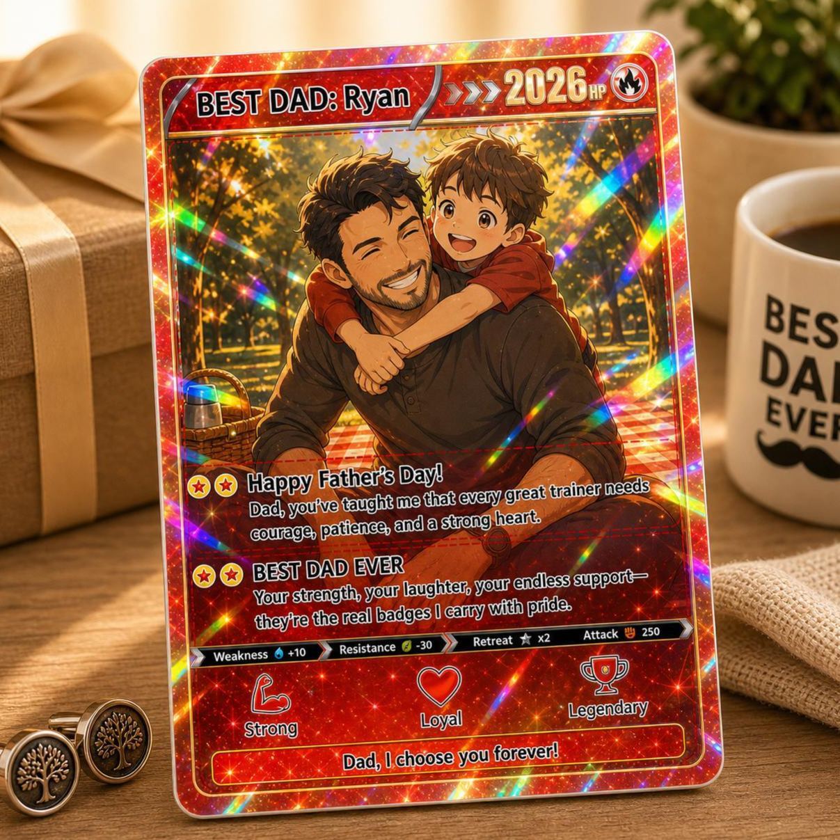 Carta Poke Con Foto Personalizzata Per Papà, Regalo Personalizzato Per Il Giocatore Per Papà Papà, Festa Del Papà, Regalo Di Compleanno, Ricordo Di Papà Geek - mymoonlampit