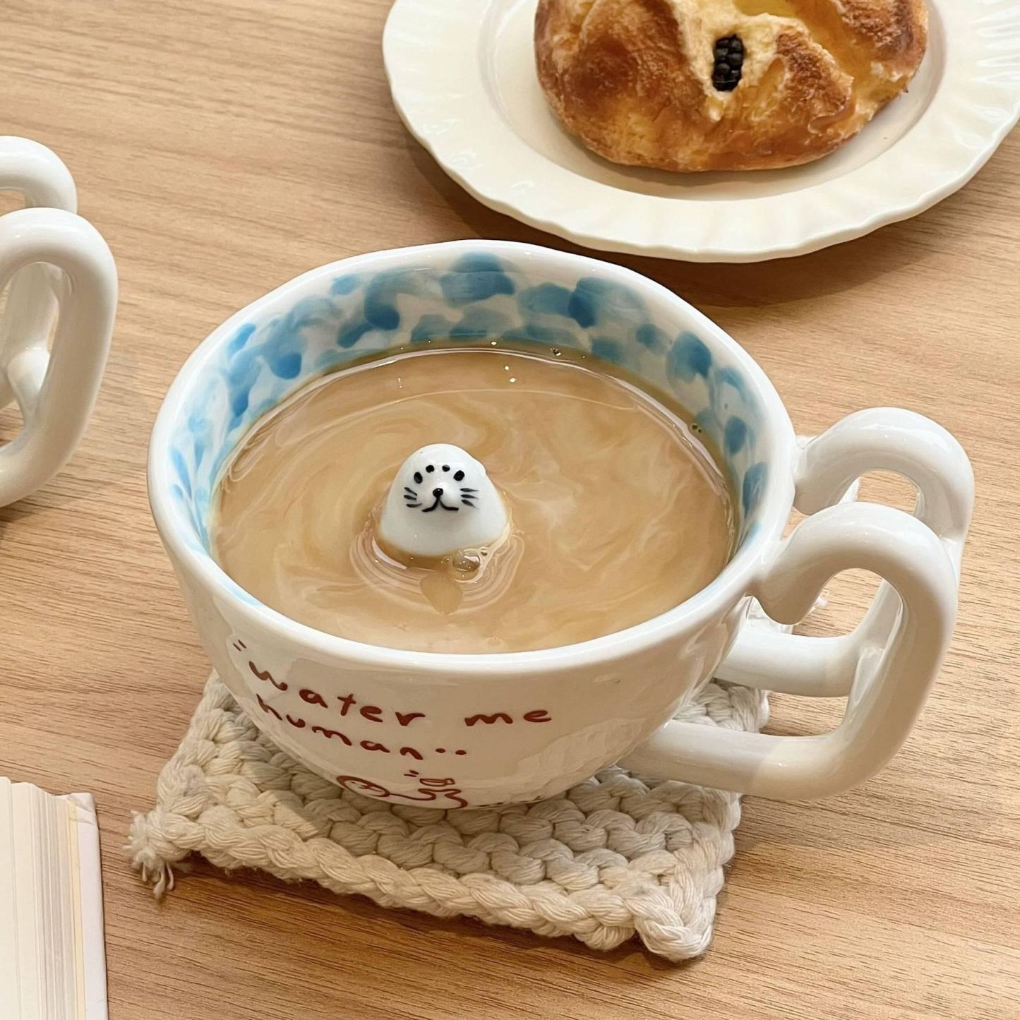 Cartoon Piscina Nuoto Sigillo Tazza Tazza In Ceramica Simpatica Colazione Creativa Caffè Latte Animazione Tazza Periferica - mymoonlampit