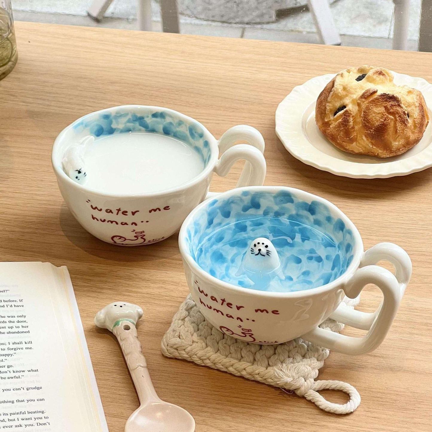 Cartoon Piscina Nuoto Sigillo Tazza Tazza In Ceramica Simpatica Colazione Creativa Caffè Latte Animazione Tazza Periferica - mymoonlampit