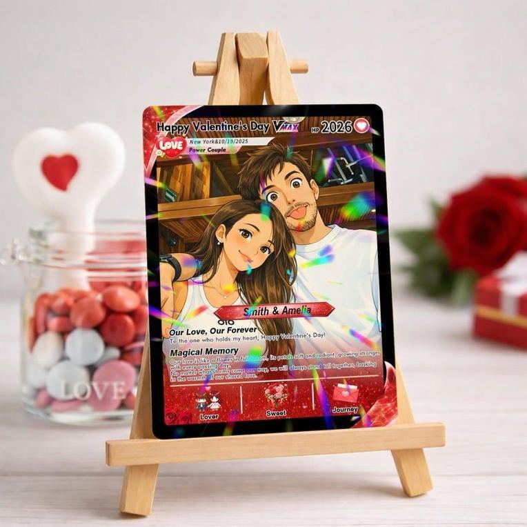 Biglietto Di San Valentino Poke Personalizzato, Biglietto Di Coppia Anime Con Foto Personalizzata, Regalo Di Matrimonio E Anniversario Per Lui, Lei, Regalo Per Il Fidanzato - mymoonlampit