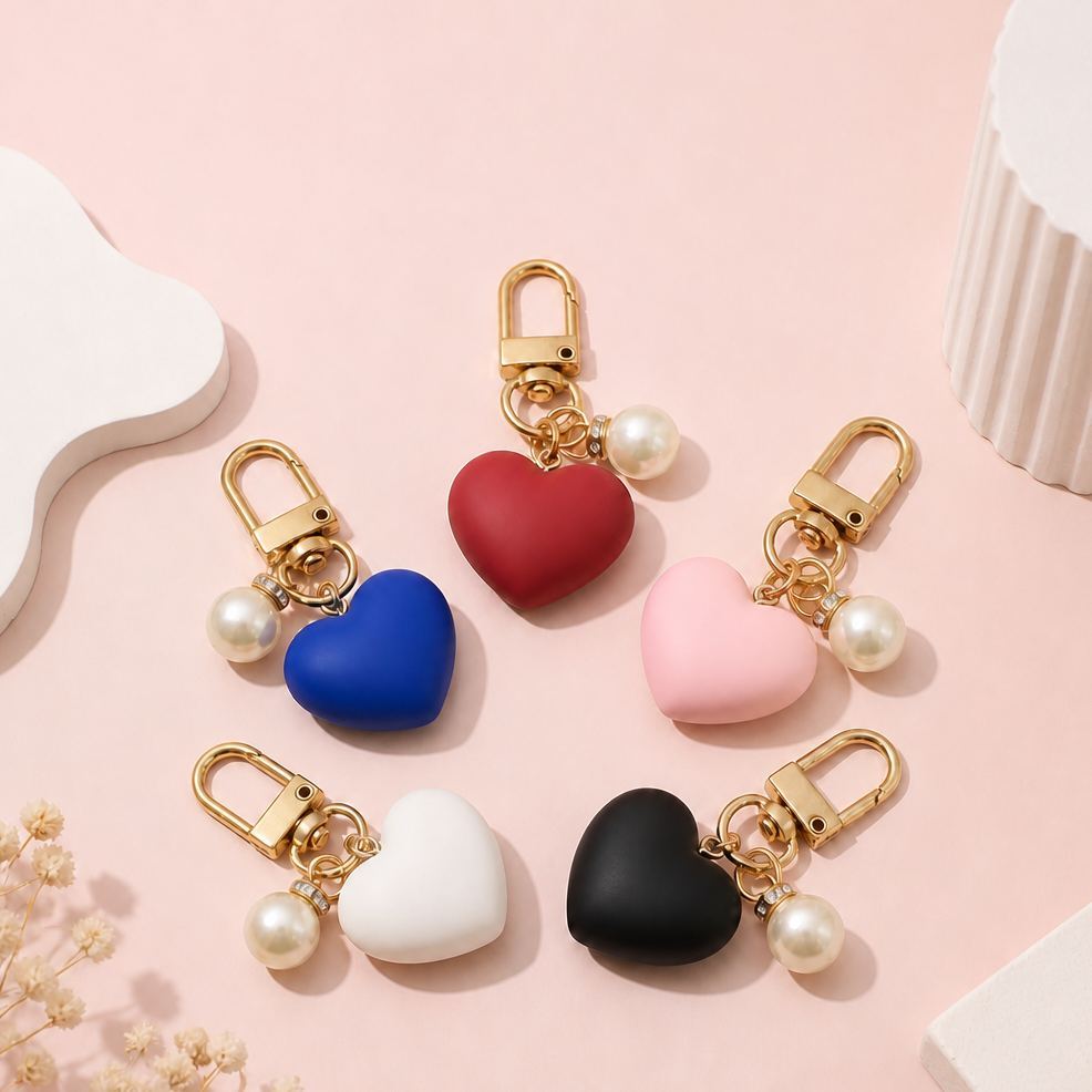Portachiavi A Forma Di Cuore Con Perla – Simpatico Portachiavi Con Ciondolo A Forma Di Cuore, Elegante Pendente Per Borsa, Accessorio Estetico Regalo Per Donne E Ragazze - mymoonlampit