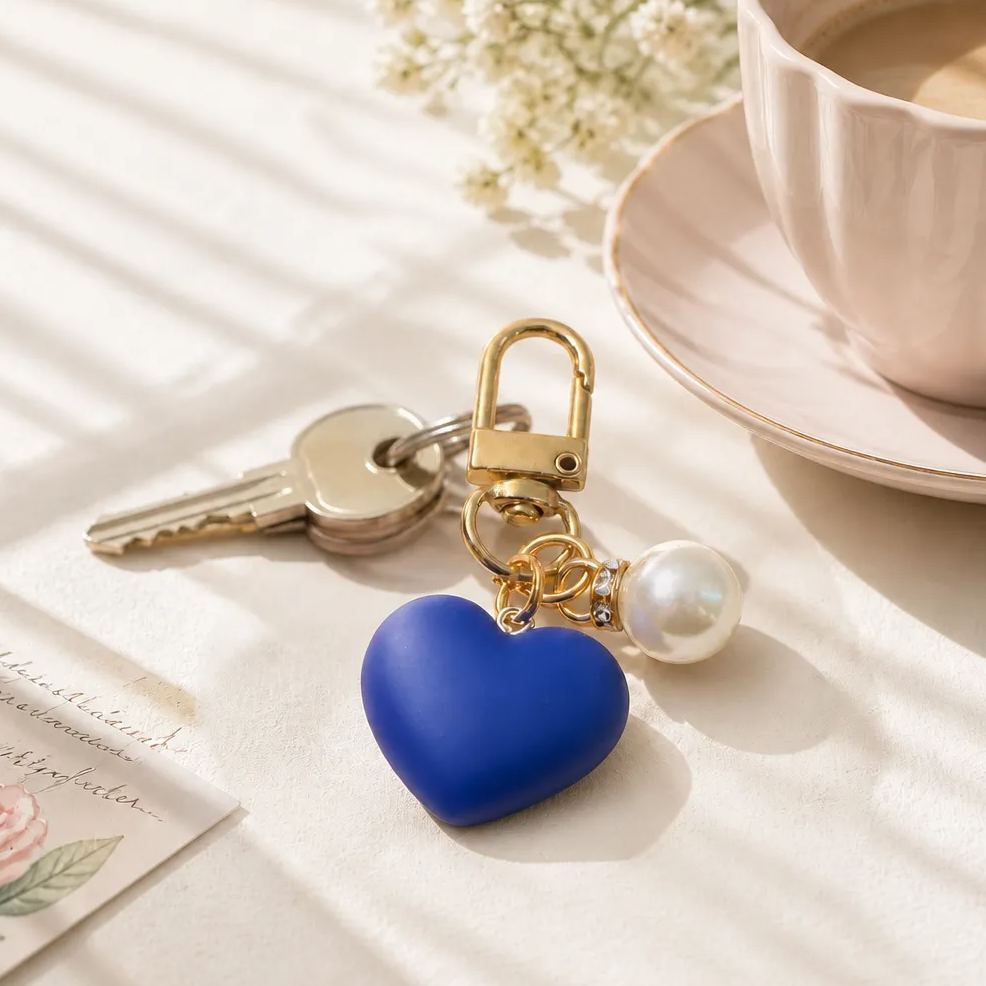 Portachiavi A Forma Di Cuore Con Perla – Simpatico Portachiavi Con Ciondolo A Forma Di Cuore, Elegante Pendente Per Borsa, Accessorio Estetico Regalo Per Donne E Ragazze - mymoonlampit