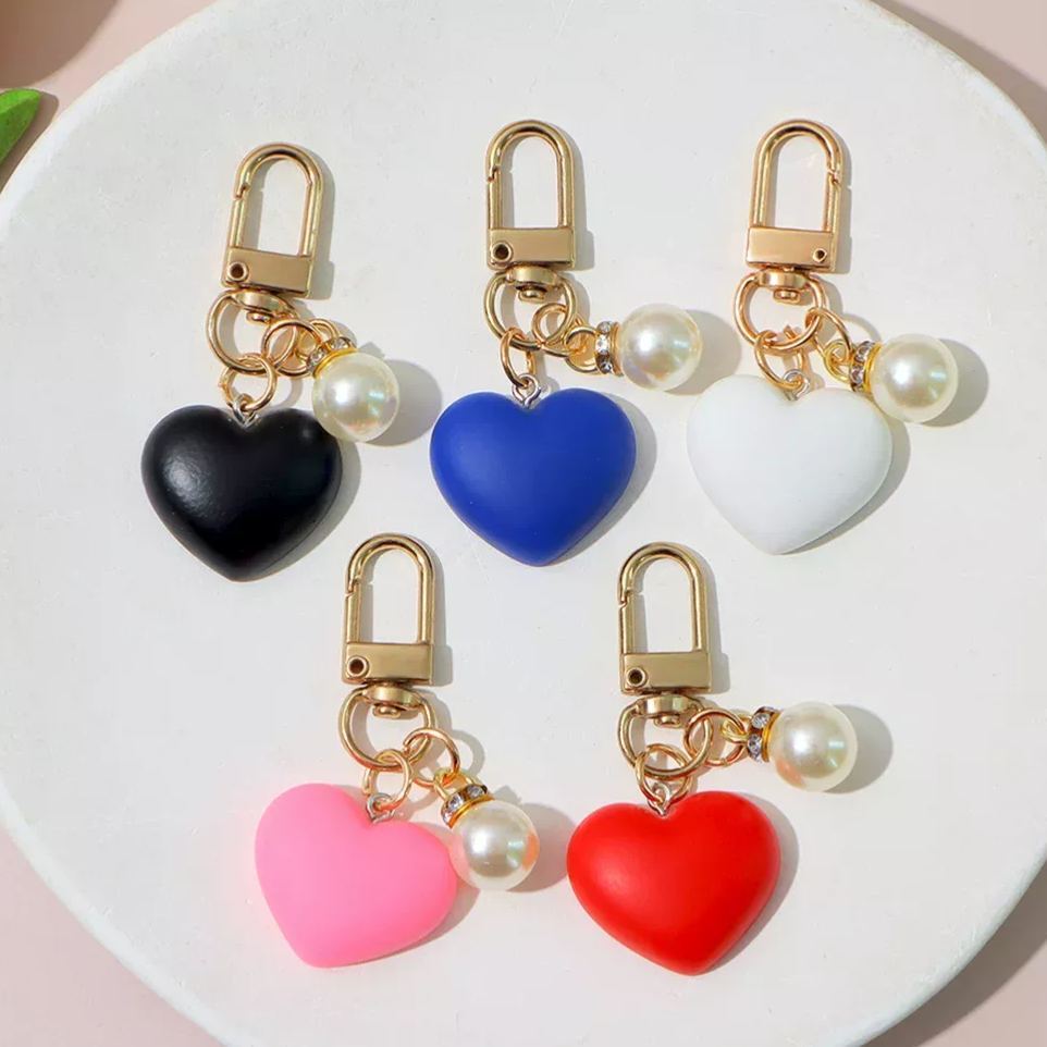 Portachiavi A Forma Di Cuore Con Perla – Simpatico Portachiavi Con Ciondolo A Forma Di Cuore, Elegante Pendente Per Borsa, Accessorio Estetico Regalo Per Donne E Ragazze - mymoonlampit