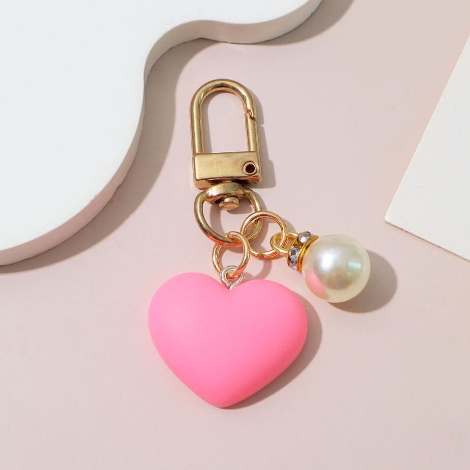 Portachiavi A Forma Di Cuore Con Perla – Simpatico Portachiavi Con Ciondolo A Forma Di Cuore, Elegante Pendente Per Borsa, Accessorio Estetico Regalo Per Donne E Ragazze - mymoonlampit