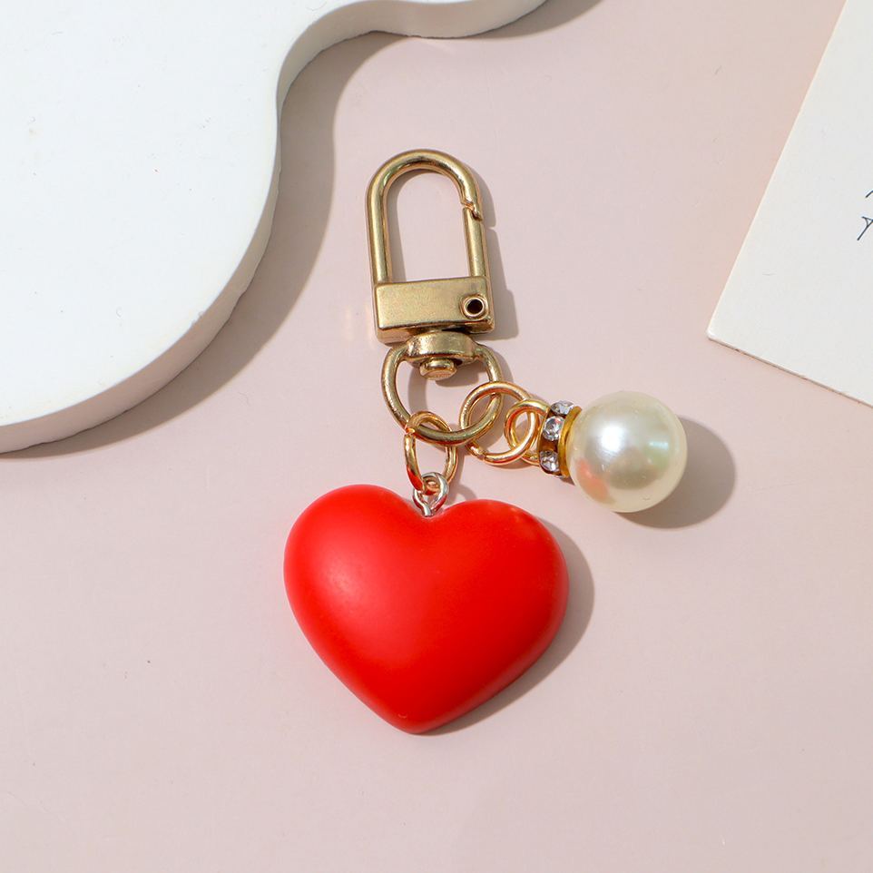 Portachiavi A Forma Di Cuore Con Perla – Simpatico Portachiavi Con Ciondolo A Forma Di Cuore, Elegante Pendente Per Borsa, Accessorio Estetico Regalo Per Donne E Ragazze - mymoonlampit