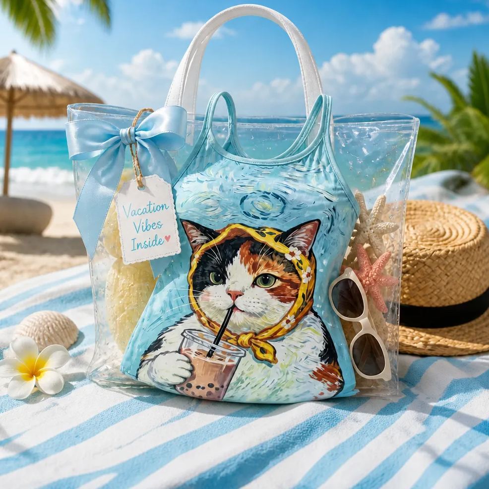 Costume Intero Da Donna Con Stampa Di Gatti Carini - Monokini In Nylon Fresco Estivo, Costumi Da Bagno Da Spiaggia E Piscina - mymoonlampit