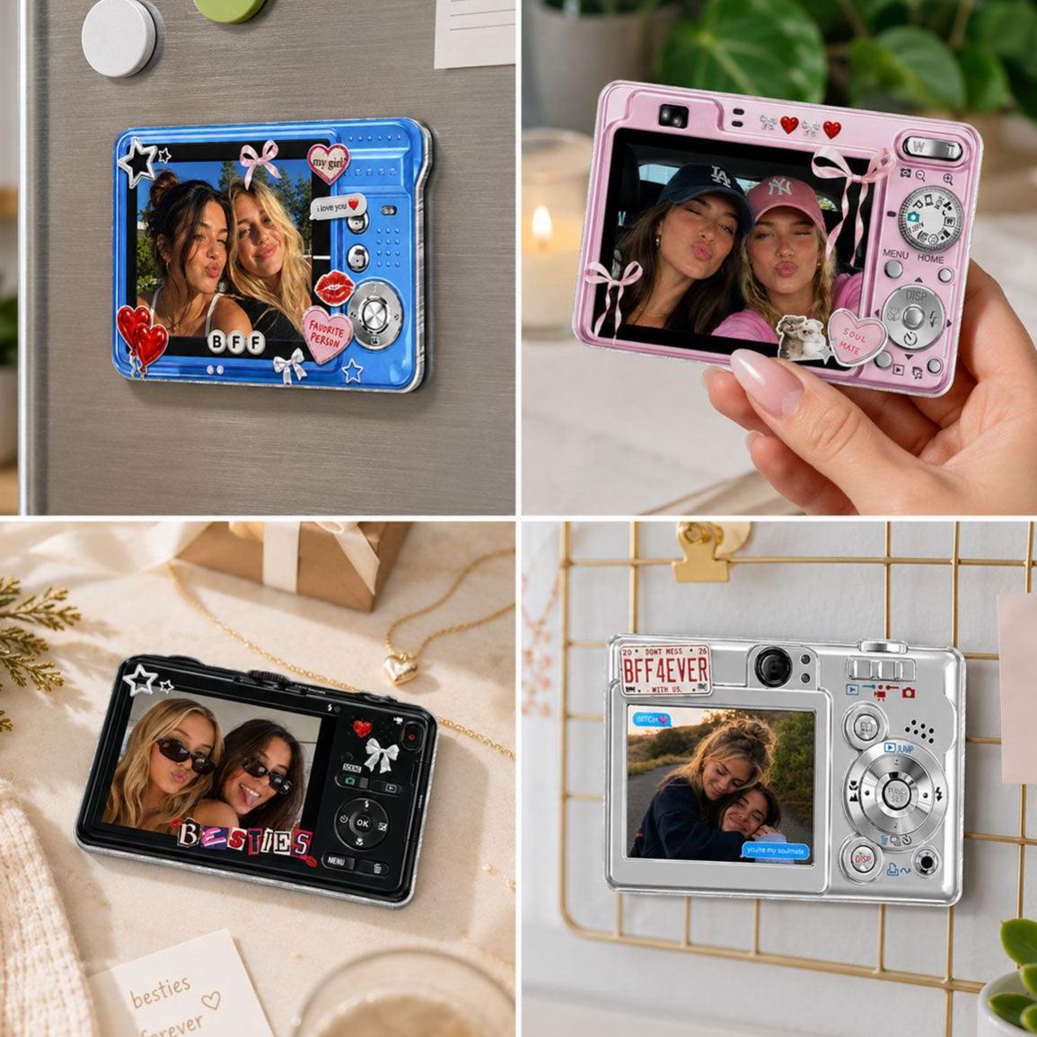 Foto Caricate Con Fotocamera Digitale Besties Y2K - Magnete Acrilico Personalizzato - mymoonlampit