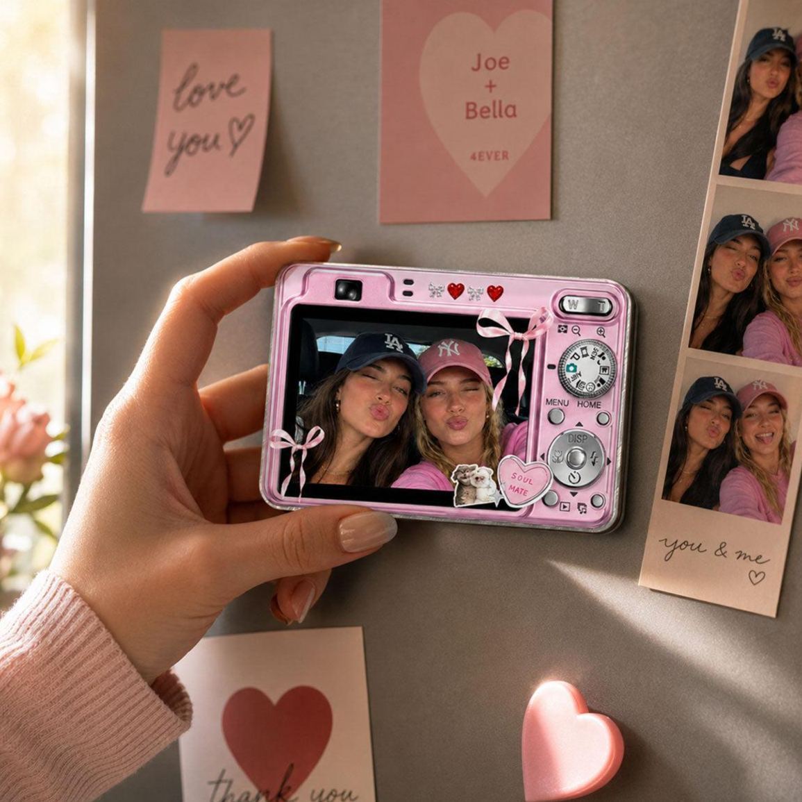 Foto Caricate Con Fotocamera Digitale Besties Y2K - Magnete Acrilico Personalizzato - mymoonlampit